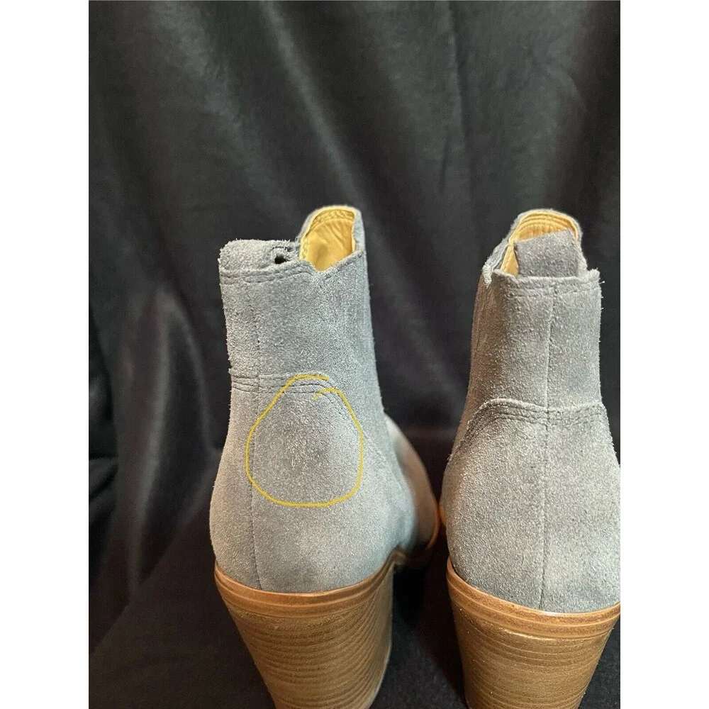NEW Marc Fisher Gadri Ankle Suede Boots Womens 6.5 Gray Western Cowgirl Boho Y2K